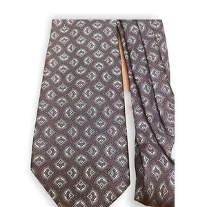 Oscar de la Renta Couture 100% silk tie brown tan pattern